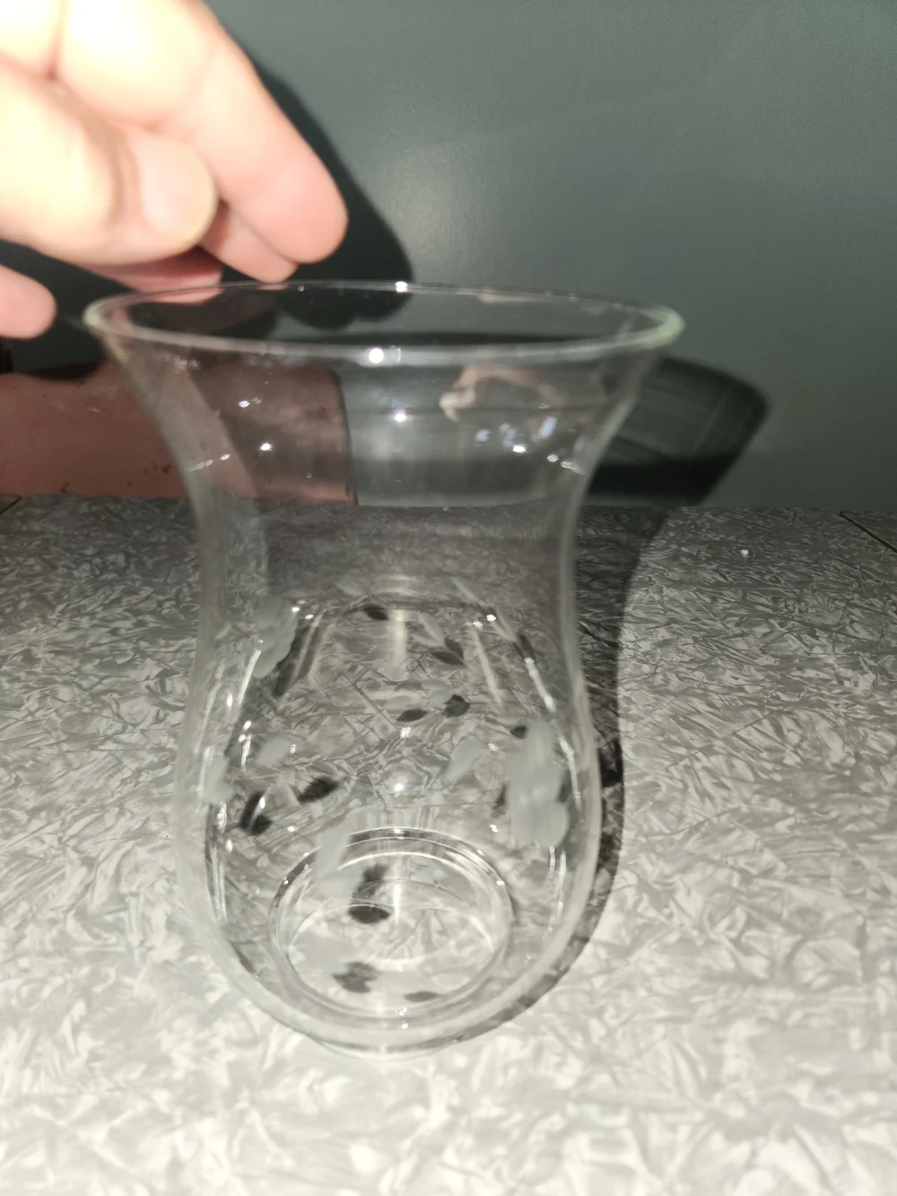Princess House Heritage Etched Glass Hurricane Lamp Shade